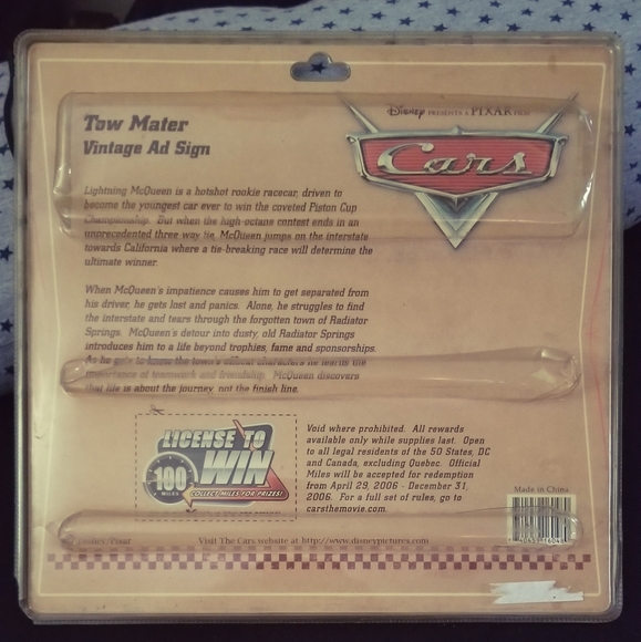 VTG New in Package Disney Pixar Tow Mater Vintage Ad Sign (Read Description) - Picture 6 of 8